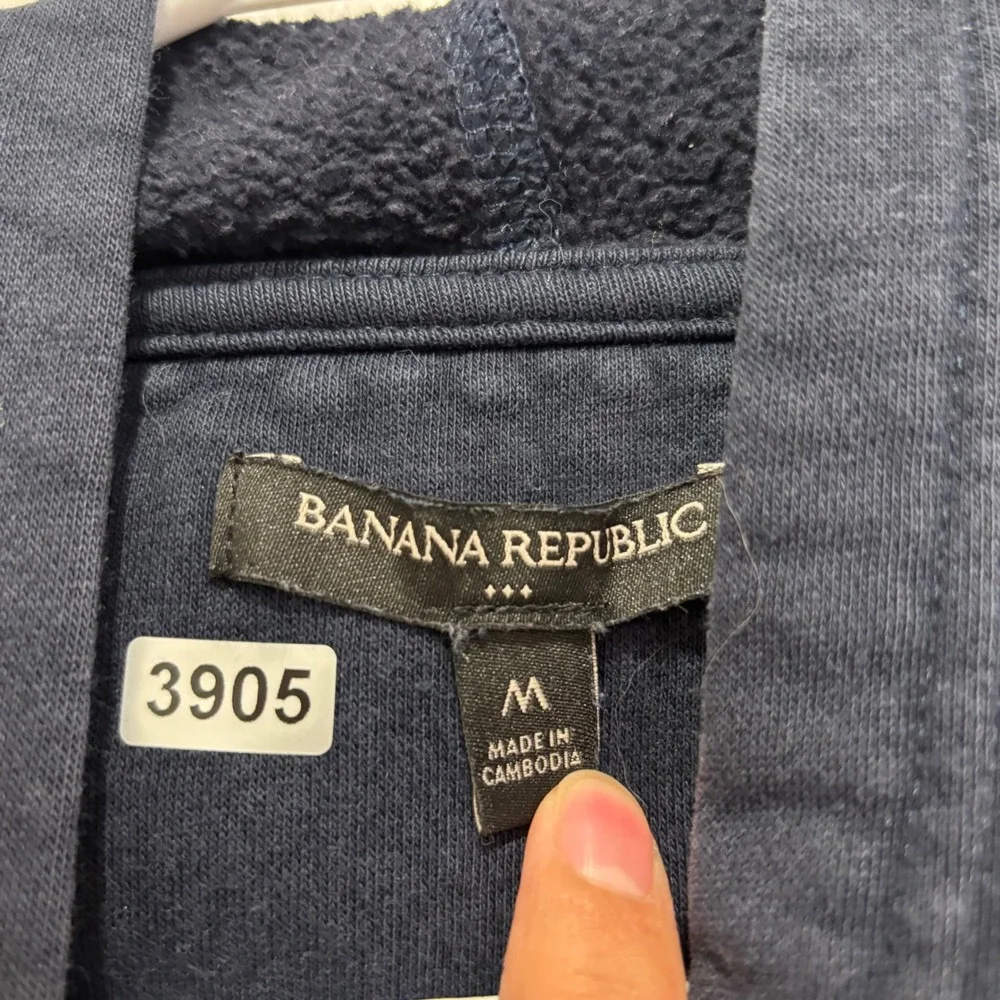 Banana Republic Mens Elephant Graphic Hoodie Navy Blue Fleece Pullover Size M